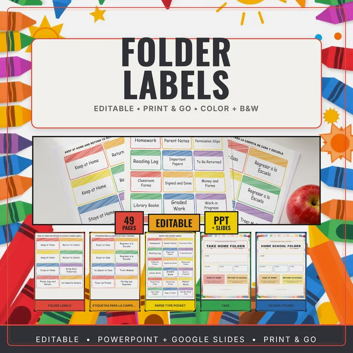 Cover of Folder Labels Keep at Home and Return to School