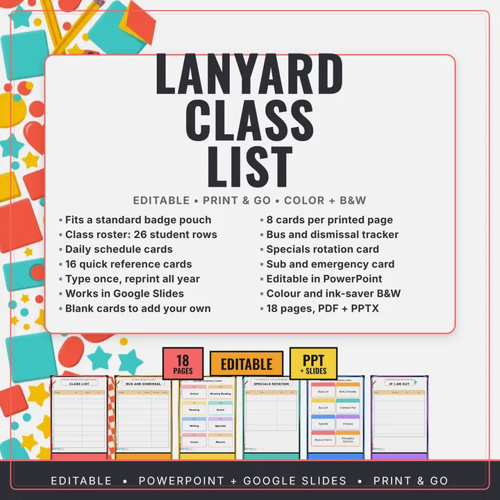 Cover of Lanyard Class List Editable