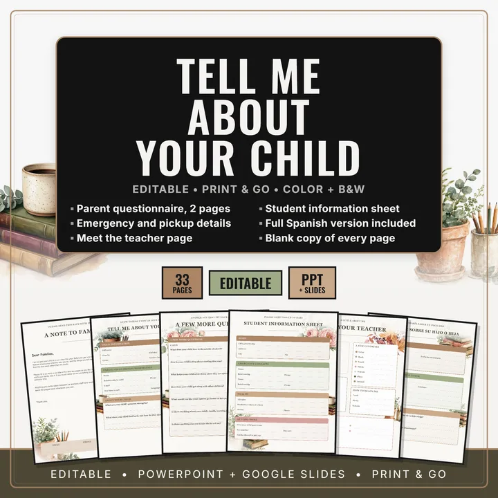 Cover of Tell Me About Your Child Parent Form