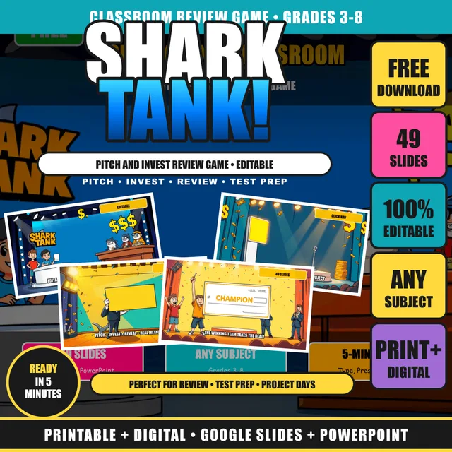Cover of FREE Shark Tank Classroom Game