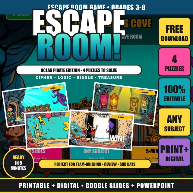 Cover of FREE Escape Room Classroom Game