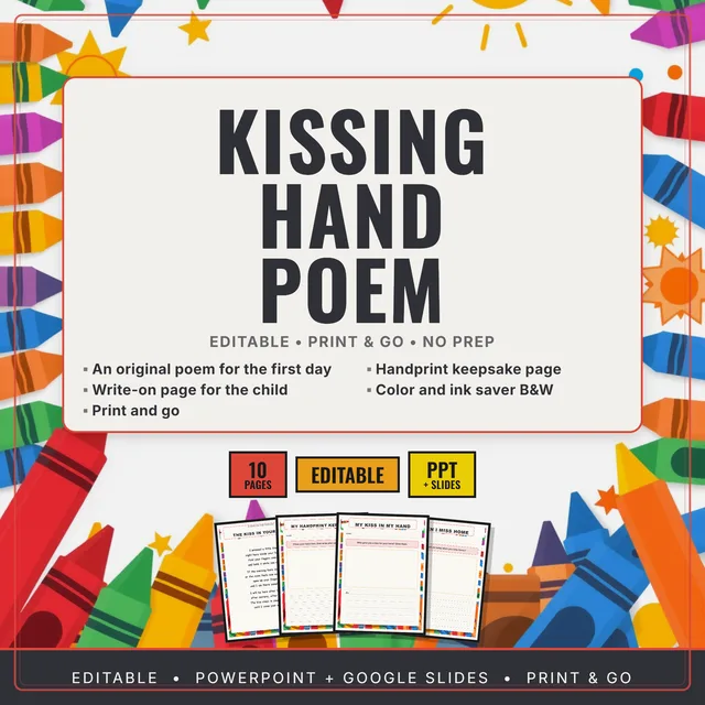 Cover of FREE Kissing Hand Poem Printable