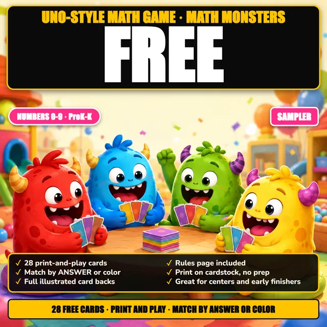 Cover of FREE UNO Math Game Kindergarten