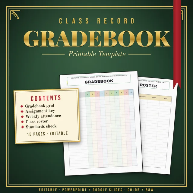 Cover of Gradebook Printable Template