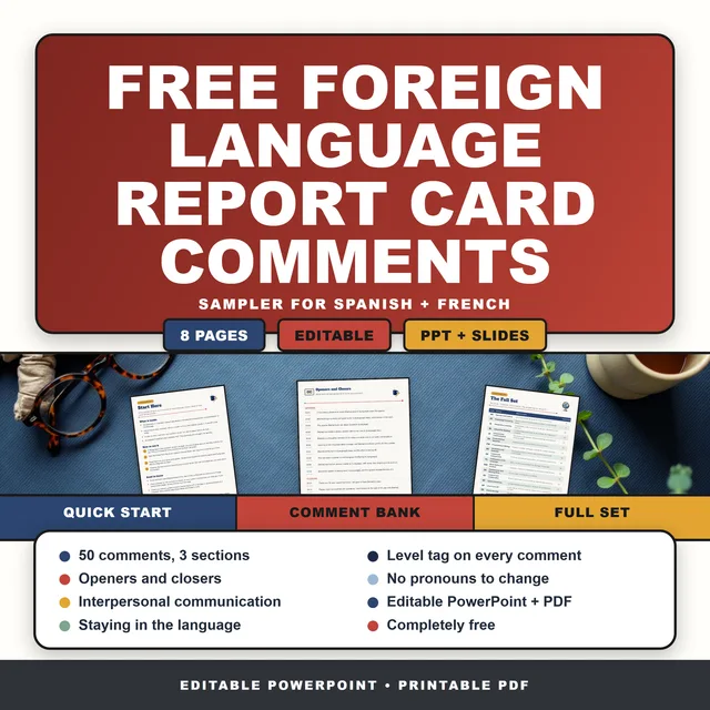 Cover of Free Foreign Language Report Card Comments