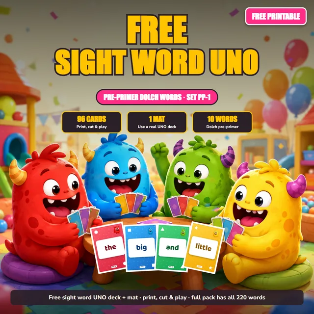 Cover of FREE Sight Word UNO Game